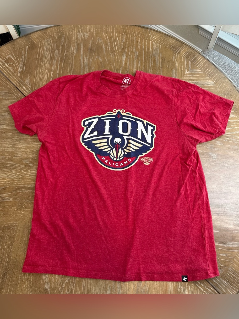 47 Red Zion New Orleans Pelicans Logo Short Sleeve Tee Shirt